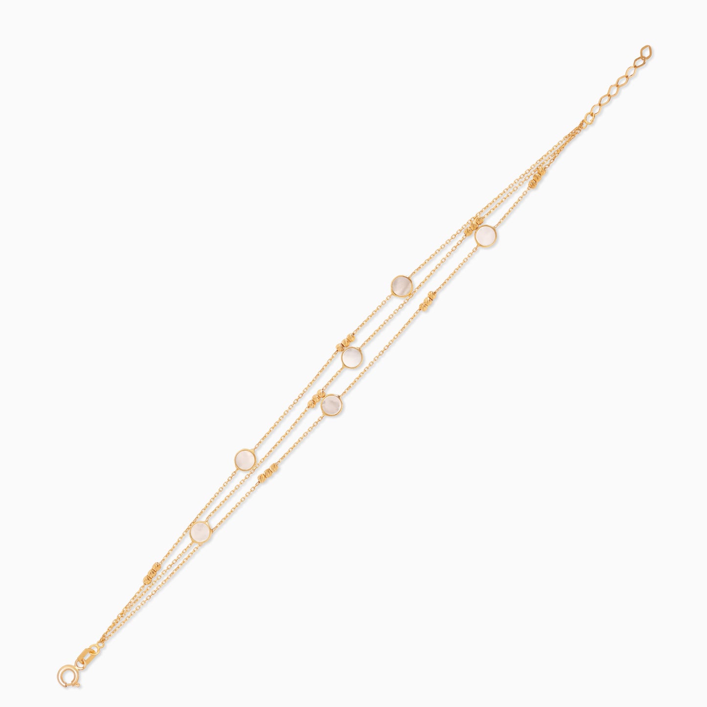 18k yellow gold bracelet  three-layer decorated with mother of pearl