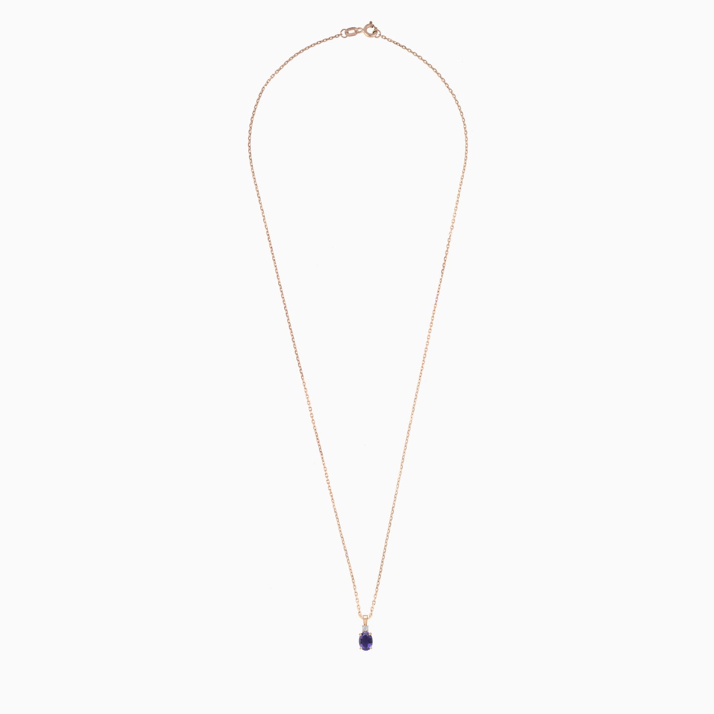 18k Rose Gold Necklace Decorated with Iolite Gems and Natural Diamond | Colour Classic Collection