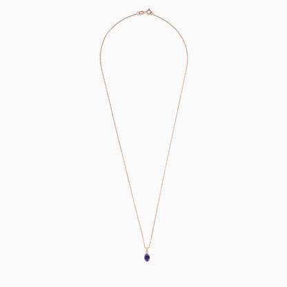 18k Rose Gold Necklace Decorated with Iolite Gems and Natural Diamond | Colour Classic Collection