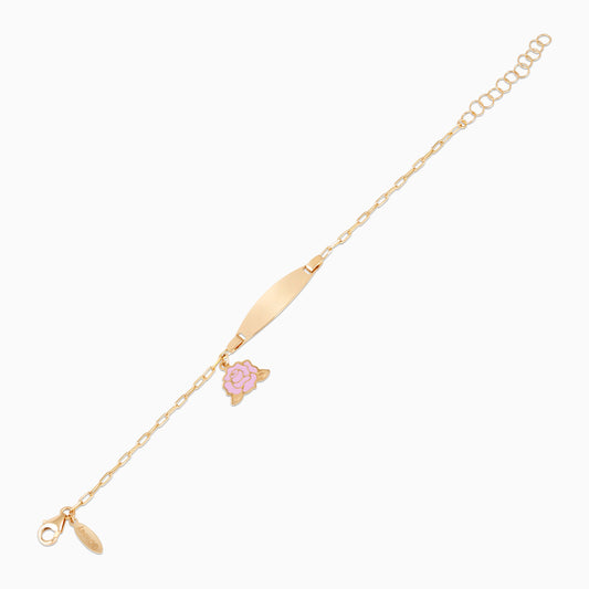 18k Yellow Gold Disney Princess Belle Rose I-D Bracelet with Enamel | Disney Collection