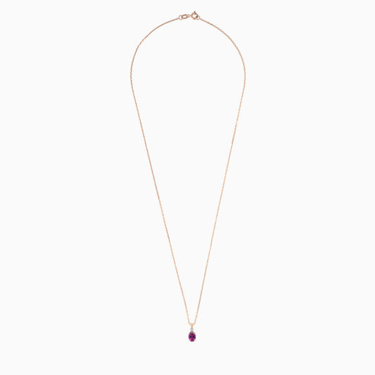 Bright Rhodolite Garnet & Natural Diamond Necklace in 18k Rose Gold – Colour Classic Collection