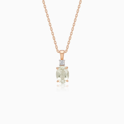Unique 18k Rose Gold Necklace with Green Prasiolite Gemstone and Natural Diamond from the Colour Classic Collection