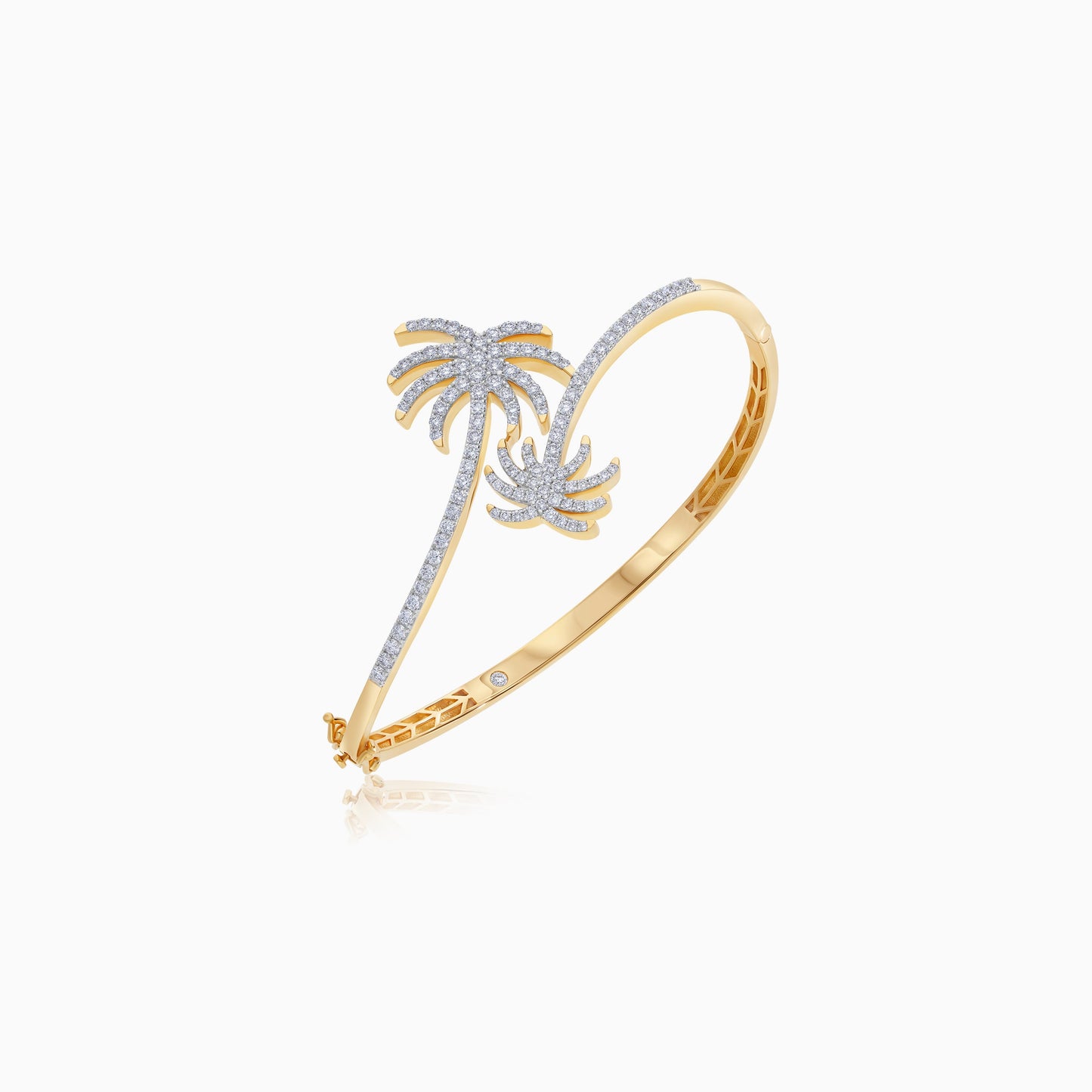 18K Yellow Gold Palm Tree Bangle Decorated with Natural Diamond | Al Nakhla Collection
