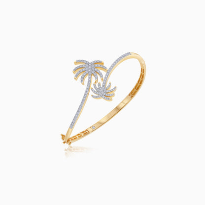 18K Yellow Gold Palm Tree Bangle Decorated with Natural Diamond | Al Nakhla Collection