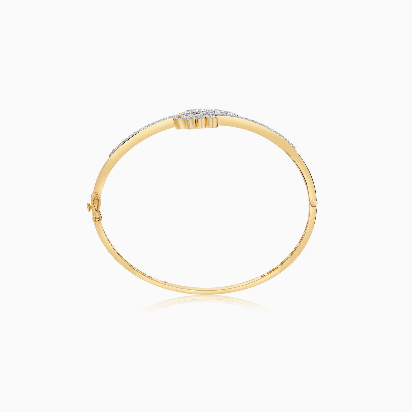 18K Yellow Gold Palm Tree Bangle Decorated with Natural Diamond | Al Nakhla Collection
