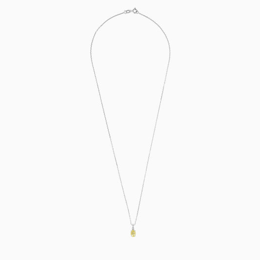 Pure Elegance Lemon Quartz & Natural Diamond Necklace in 18K White Gold