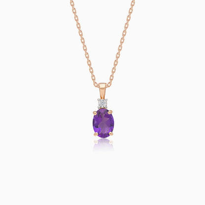 18K Gold Amethyst & Natural Diamonds Necklace | colour classic