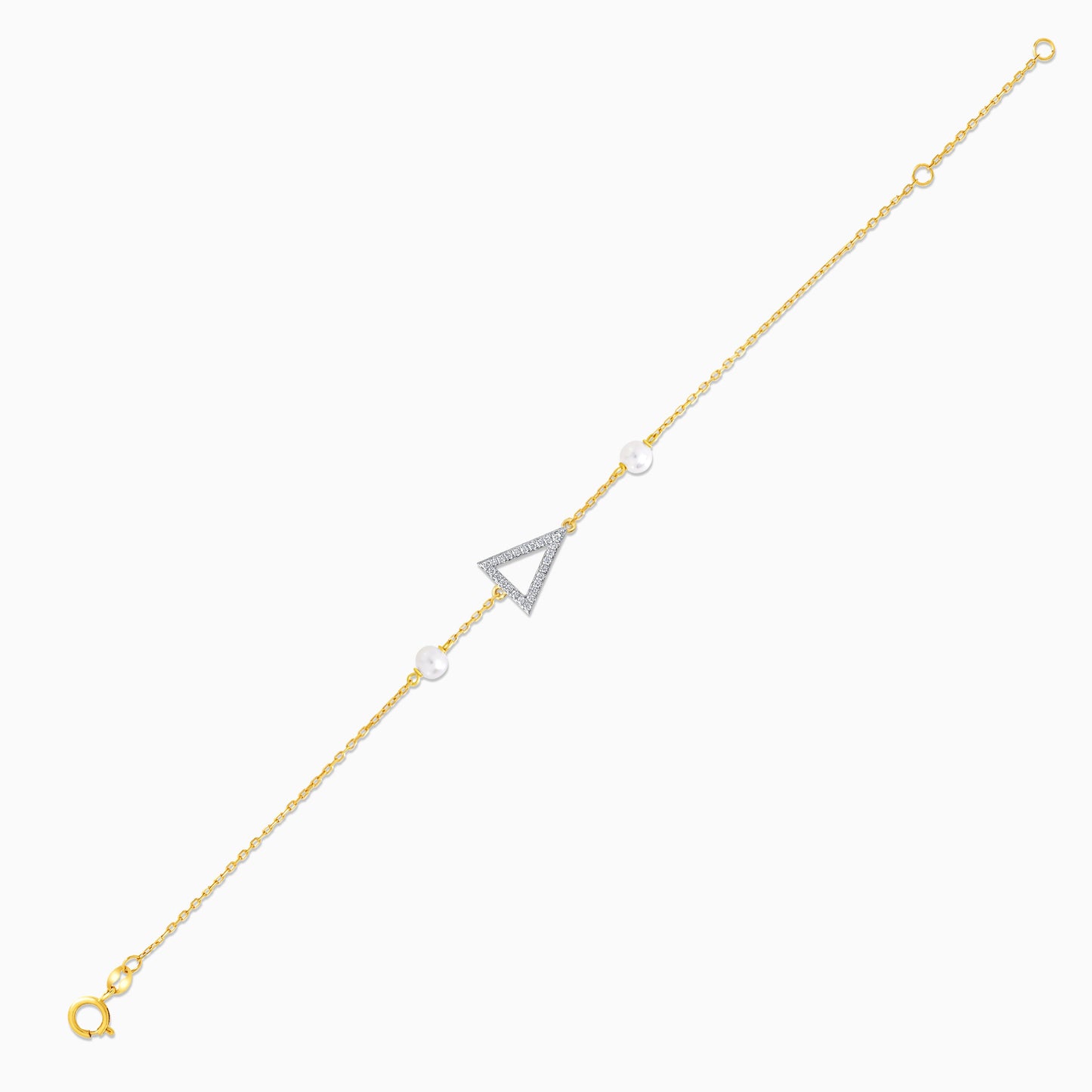 18k yellow gold natural diamond triangle bracelet with pearls from Danah Collection