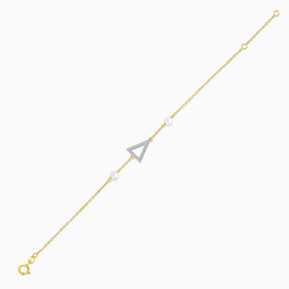 18k yellow gold natural diamond triangle bracelet with pearls from Danah Collection