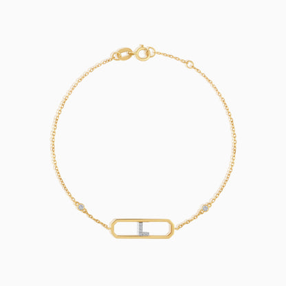 18k yellow gold natural diamond initial “L” bracelet