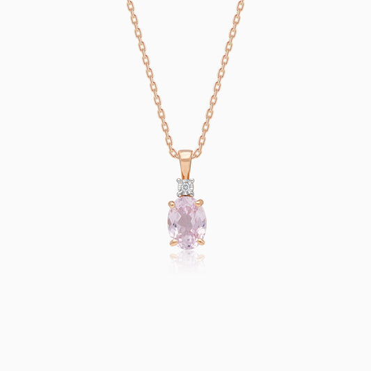 18k Rose Gold Necklace Kunzite & Natural Diamond | Colour Classic