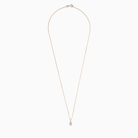18k Rose Gold Necklace Kunzite & Natural Diamond | Colour Classic