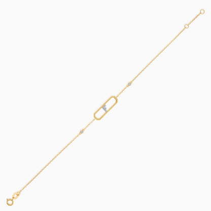 سوار من الذهب الأصفر عيار 18 قيراطًا مرصع بالألماس الطبيعي بحرف "F"