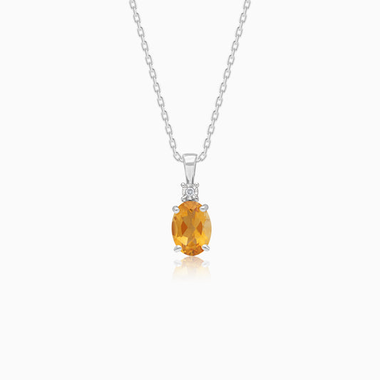Luxury 18k White Gold Citrine & Diamond Necklace – Colour Classic Collection