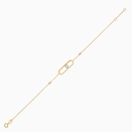 18k yellow gold natural diamond initial “D” bracelet