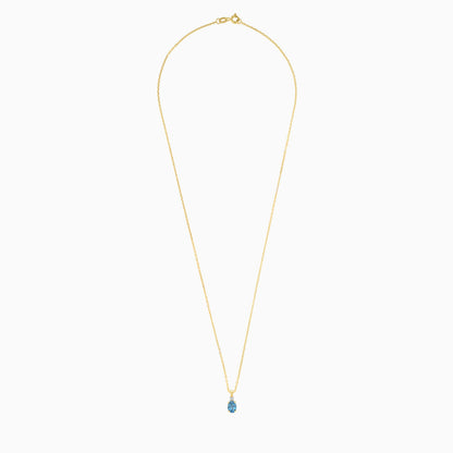 18K Yellow Gold Chain with pendant decorated with Natural diamond and Blue Topaz