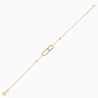18k yellow gold natural diamond initial “R” bracelet