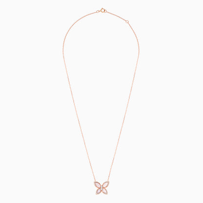 18K Rose Gold Butterfly Necklace with Mother of Pearl and Natural Diamonds – Mosaic Collection