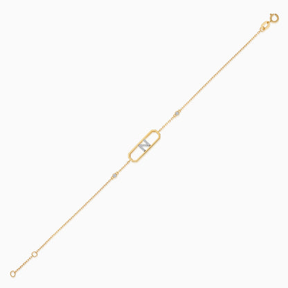 18k yellow gold natural diamond initial “N” bracelet