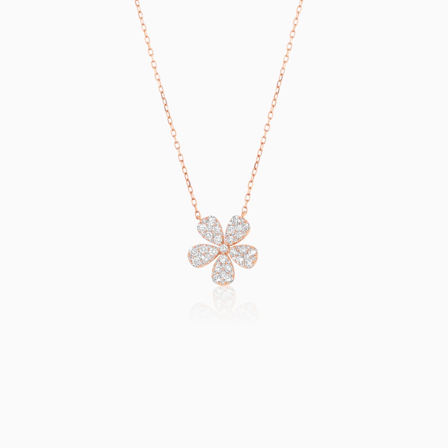 18K Rose Gold Flower Necklace with Natural Diamonds – Mosaic Collection