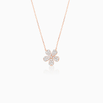 18K Rose Gold Flower Necklace with Natural Diamonds – Mosaic Collection