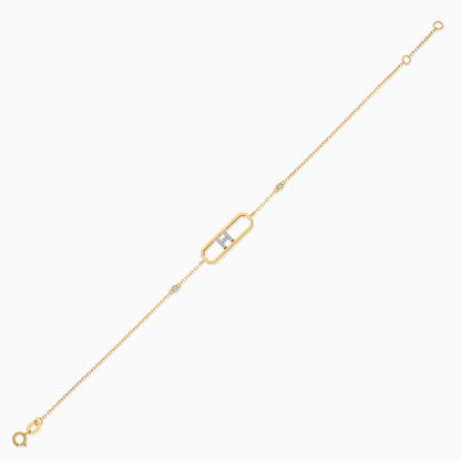 18k yellow gold natural diamond initial “H” bracelet