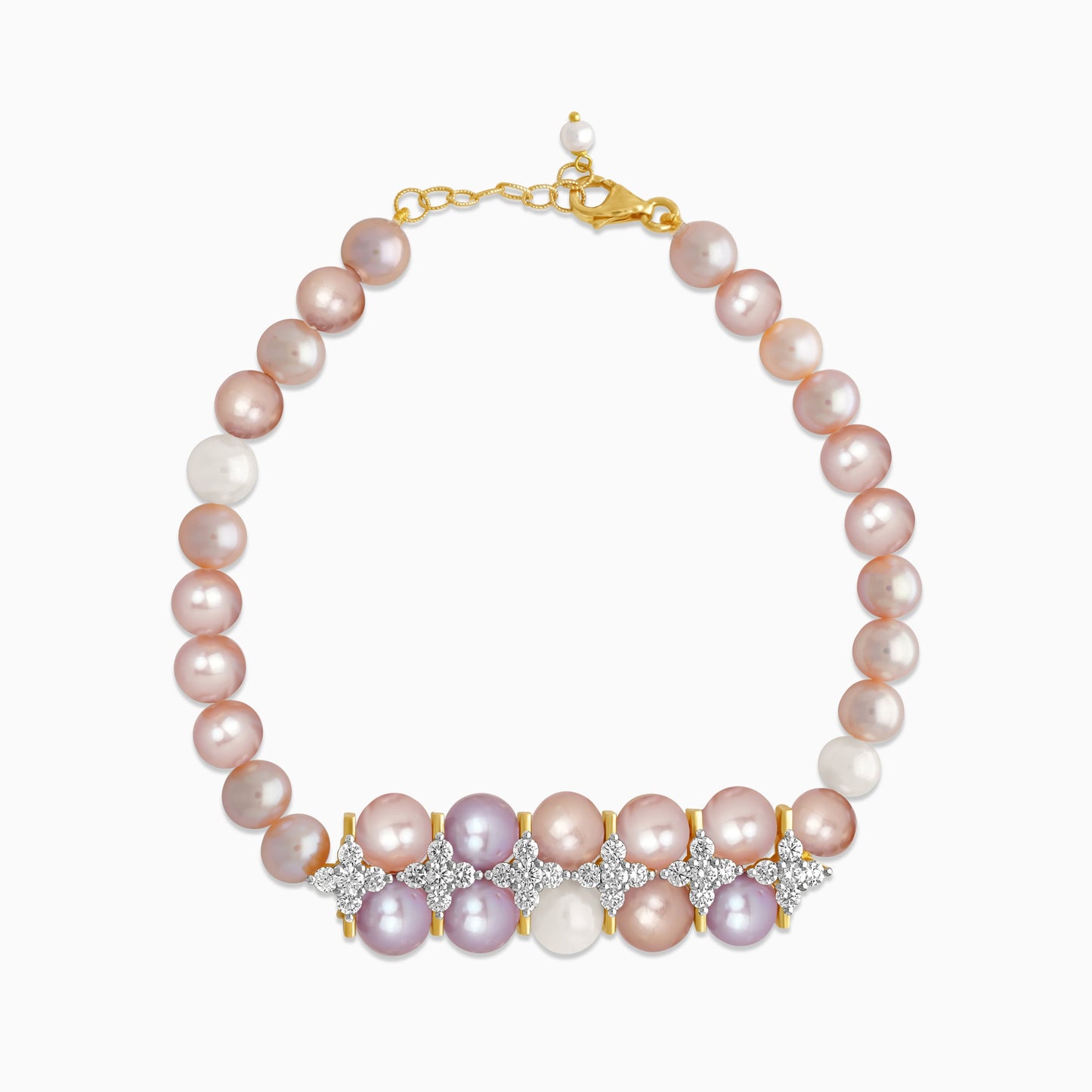 Multi-color pearls and natural diamonds Bracelet with 18k yellow gold | Danah Diamond collection