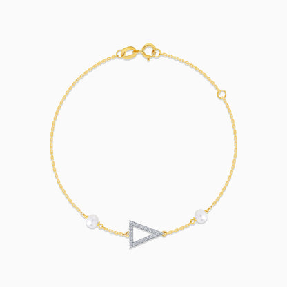 18k yellow gold natural diamond triangle bracelet with pearls from Danah Collection
