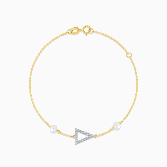18k yellow gold natural diamond triangle bracelet with pearls from Danah Collection