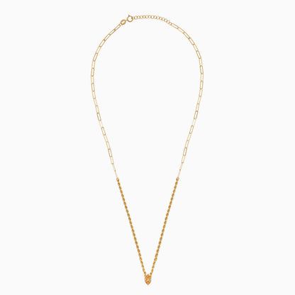 18k Yellow Gold Paperclip & Rope Necklace with Yellow Marquise Swarovski Zirconia