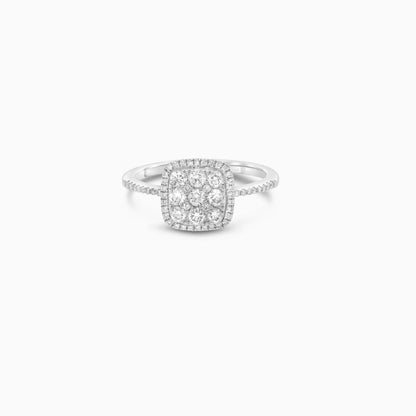 18k white gold ring square shape decorated with natural diamond stones