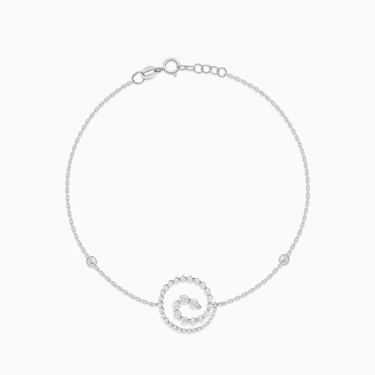 18k white gold Swirl Cuff Bracelet decorated with natural diamond stones | Dunyati collection