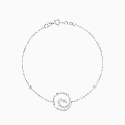18k white gold Swirl Cuff Bracelet decorated with natural diamond stones | Dunyati collection