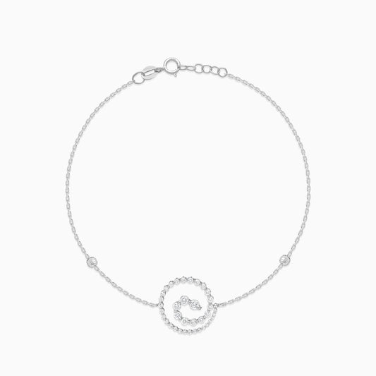 18k white gold Swirl Cuff Bracelet decorated with natural diamond stones | Dunyati collection