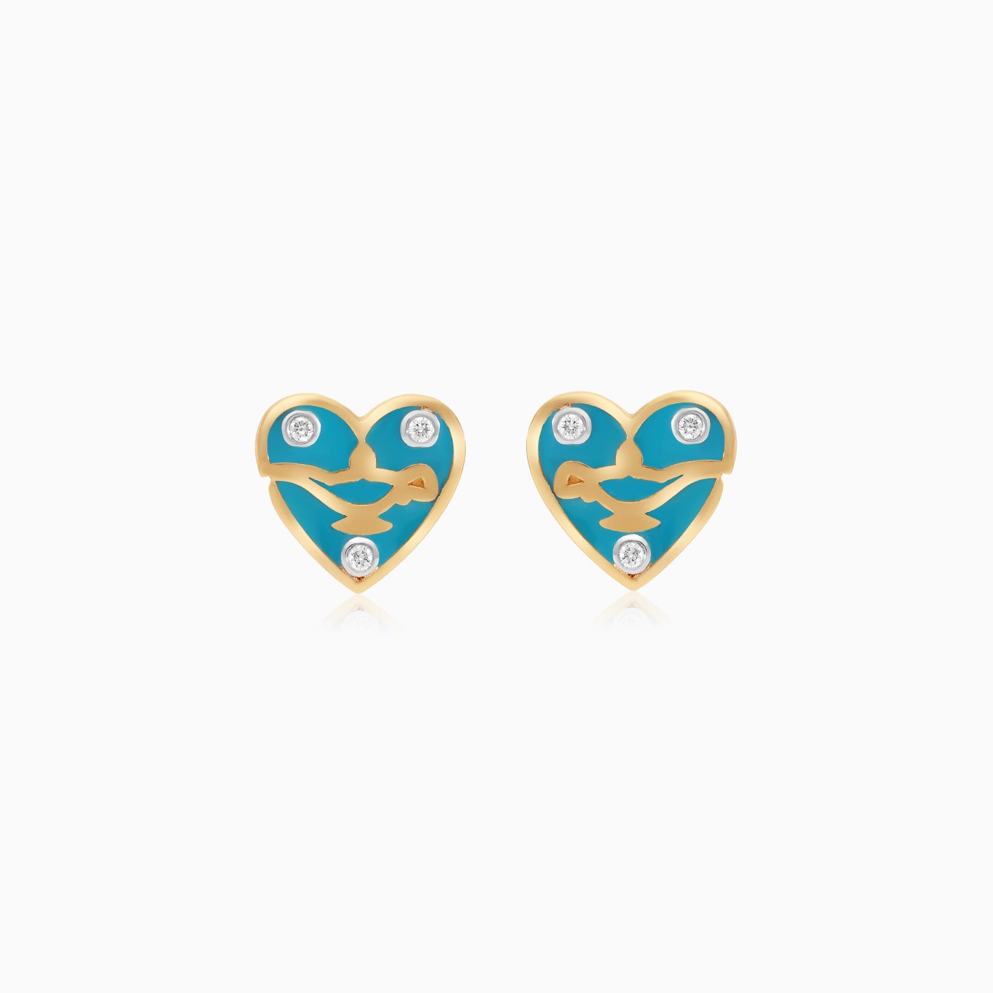 Disney Princess Jasmine – Aladdin Lamp in the Heart Earrings in 18K Yellow Gold with Natural Diamonds & Enamel