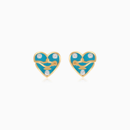 Disney Princess Jasmine – Aladdin Lamp in the Heart Earrings in 18K Yellow Gold with Natural Diamonds & Enamel