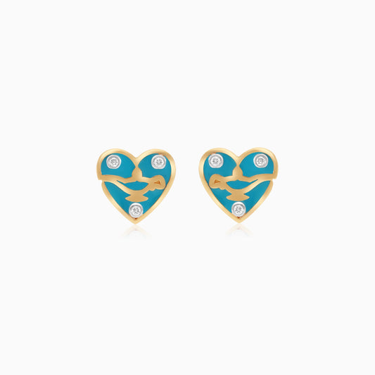 Disney Princess Jasmine – Aladdin Lamp in the Heart Earrings in 18K Yellow Gold with Natural Diamonds & Enamel