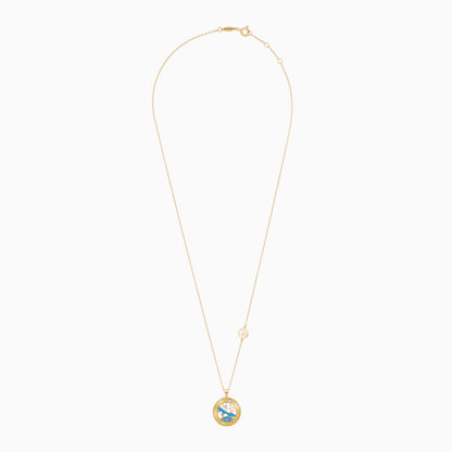 Disney Princess Cinderella – Logo Necklace in 18K Yellow Gold with Natural Diamond & Enamel