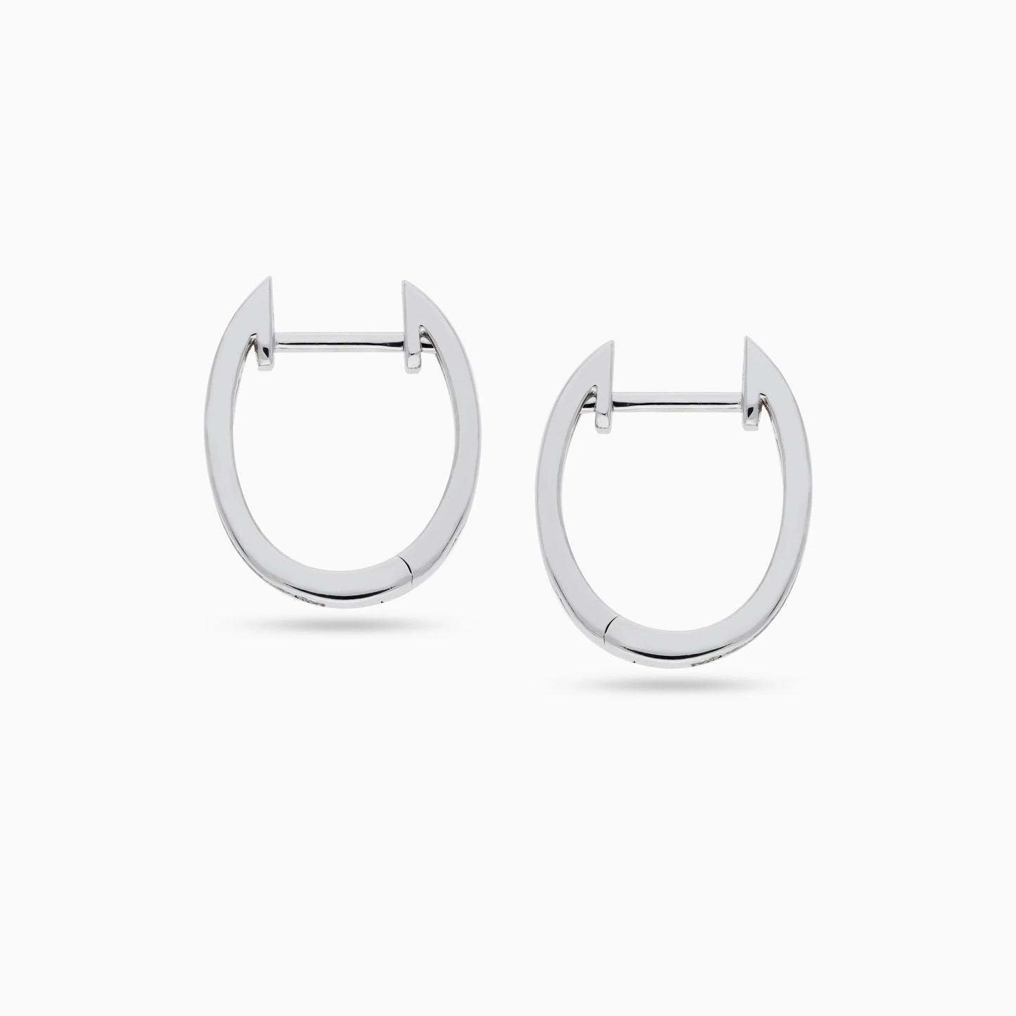 18K WHITE GOLD HOOPS EARRINGS DECORATED WITH NATURAL DIAMOND STONES