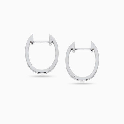 18K WHITE GOLD HOOPS EARRINGS DECORATED WITH NATURAL DIAMOND STONES