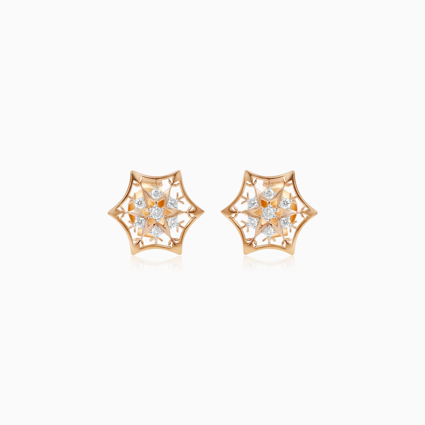 Disney Frozen – 18K Yellow Gold Snowflake Earrings Studded with Natural Diamonds