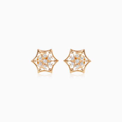 Disney Frozen – 18K Yellow Gold Snowflake Earrings Studded with Natural Diamonds