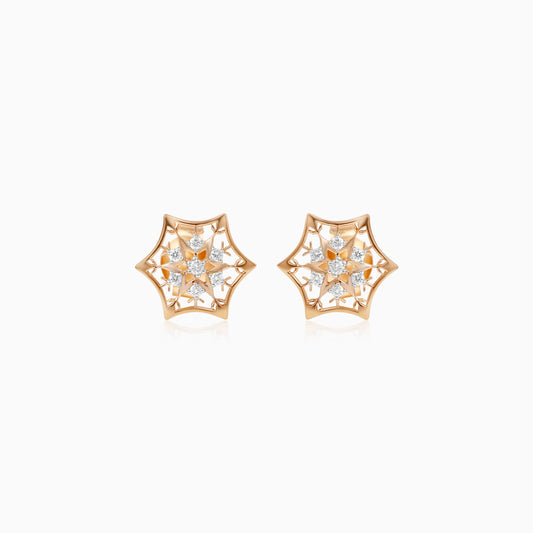 Disney Frozen – 18K Yellow Gold Snowflake Earrings Studded with Natural Diamonds