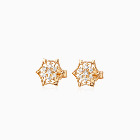 Disney Frozen – 18K Yellow Gold Snowflake Earrings Studded with Natural Diamonds