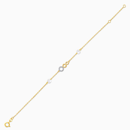 18K Yellow Gold Diamond Three Circle of Life and pearls Bracelet | Danah Collection
