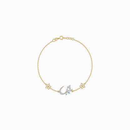 18K Yellow Gold Arabic 'Sheen' Bracelet with Natural Diamonds & Blue Topaz | Horoufi Diamond Collection