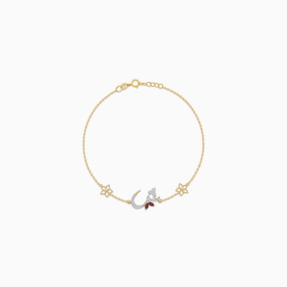 18K Yellow Gold Arabic ‘Sheen’ Bracelet with Natural Diamonds & Red Garnet | Horoufi Diamond Collection