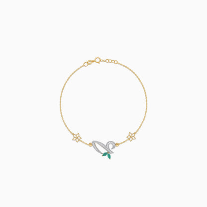 18K Yellow Gold Arabic ‘Ain’ Bracelet with Natural Diamonds & Green Agate | Horoufi Diamond Collection