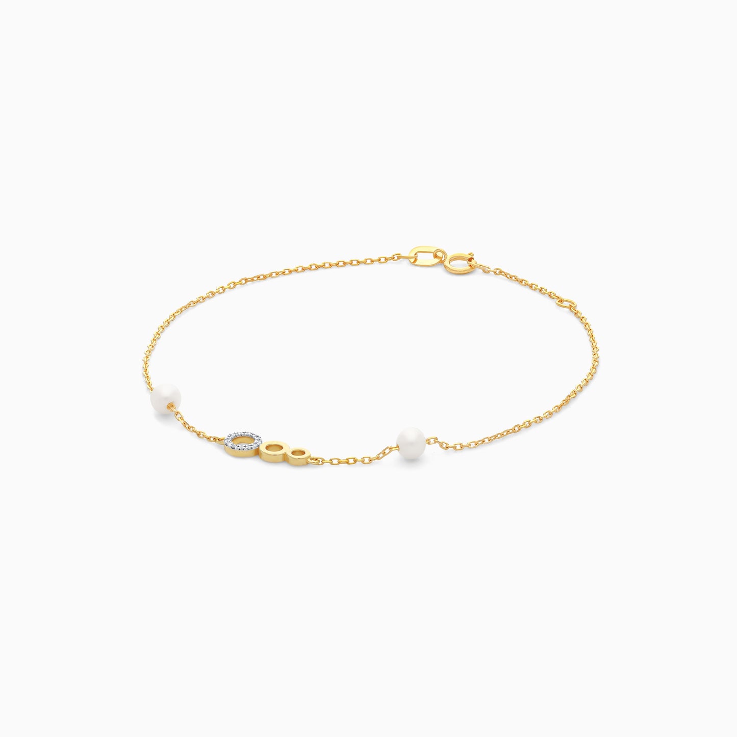 18K Yellow Gold Diamond Three Circle of Life and pearls Bracelet | Danah Collection