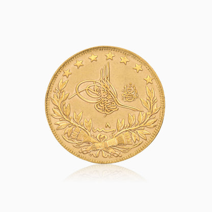 Ottoman 22k Gold Coin – Year 8 (1916) – Sultan Mehmed V – Constantinople Mint